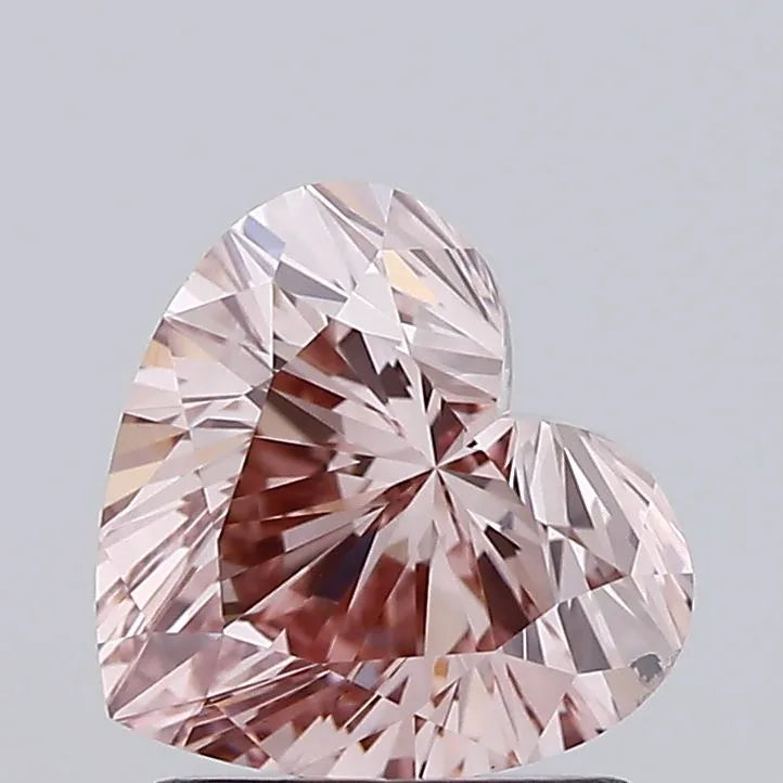 1.52ct Heart Lab Grown Diamond (Colour Fancy Light Pinkish Brown, Clarity VS2, IGI Certified)