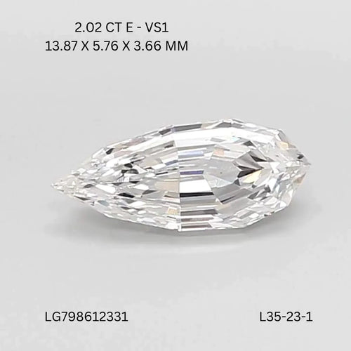 2.02ct Pear Lab Grown Diamond (Colour E, Clarity VS1, IGI Certified)