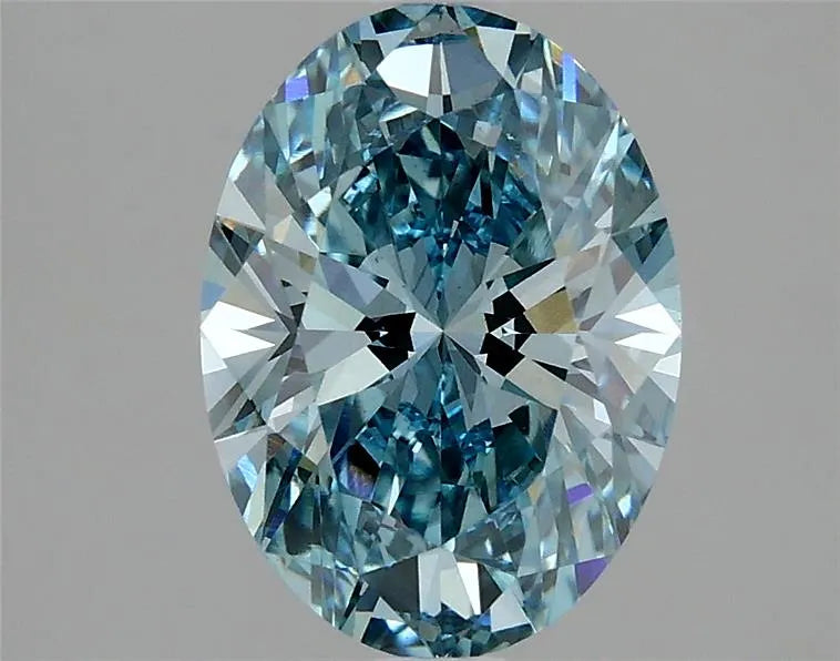 2.11ct Oval Lab Grown Diamond (Colour Fancy Vivid Blue, Clarity VS2, IGI Certified)