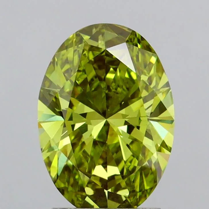 2.22ct Oval Lab Grown Diamond (Colour Fancy Vivid Yellowish Green, Clarity VS1, IGI Certified)