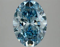 2.97ct Oval Lab Grown Diamond (Colour Fancy Vivid Blue, Clarity VS2, IGI Certified)