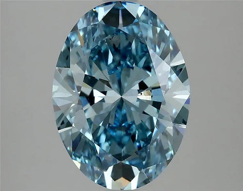 2.97ct Oval Lab Grown Diamond (Colour Fancy Vivid Blue, Clarity VS2, IGI Certified)