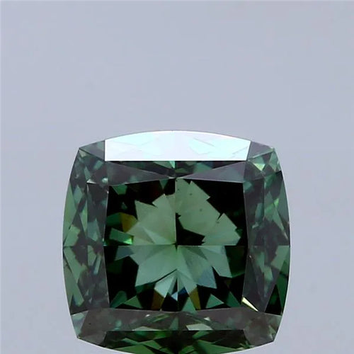3.01ct Cushion modified Lab Grown Diamond (Colour Fancy Vivid Green, Clarity VVS2, IGI Certified)