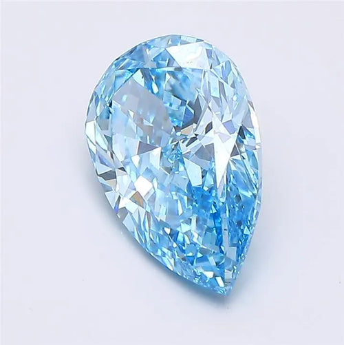 3.24ct Pear Lab Grown Diamond (Colour Fancy Vivid Blue, Clarity VS2, IGI Certified)