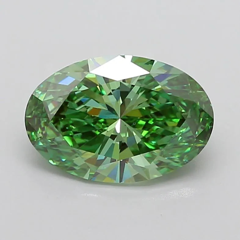 4.70ct Oval Lab Grown Diamond (Colour Fancy Vivid Green, Clarity VS1, IGI Certified)