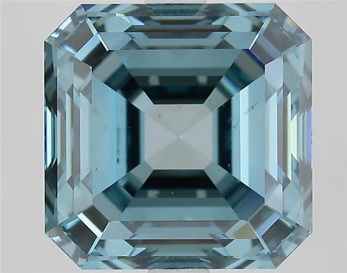 5.40ct Square emerald Lab Grown Diamond (Colour Fancy Vivid Green Blue, Clarity VS1, IGI Certified)