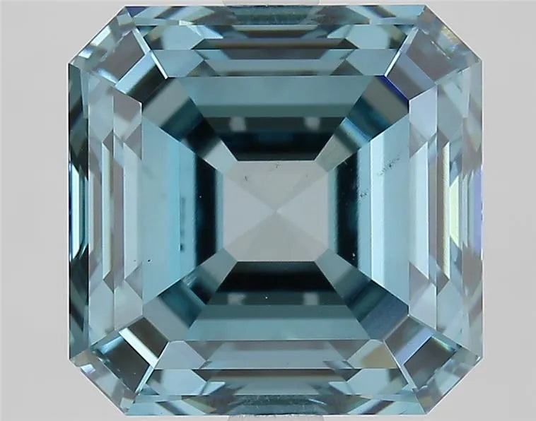 5.40ct Square emerald Lab Grown Diamond (Colour Fancy Vivid Green Blue, Clarity VS1, IGI Certified)