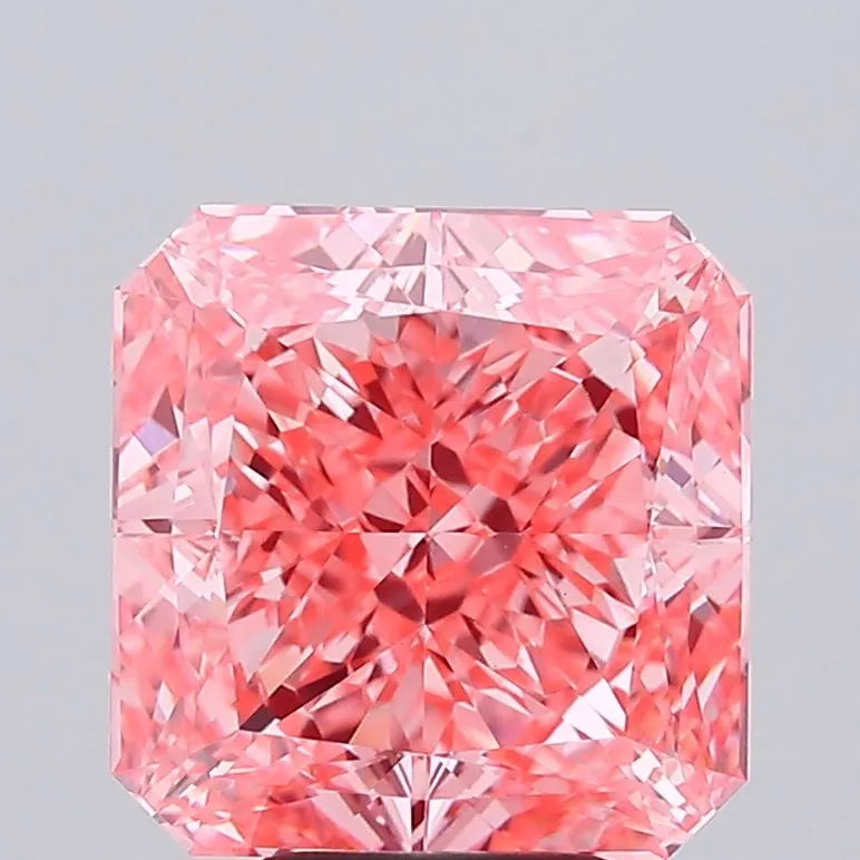 5.96ct Square radiant Lab Grown Diamond (Colour Fancy Vivid Pink, Clarity VVS2, IGI Certified)