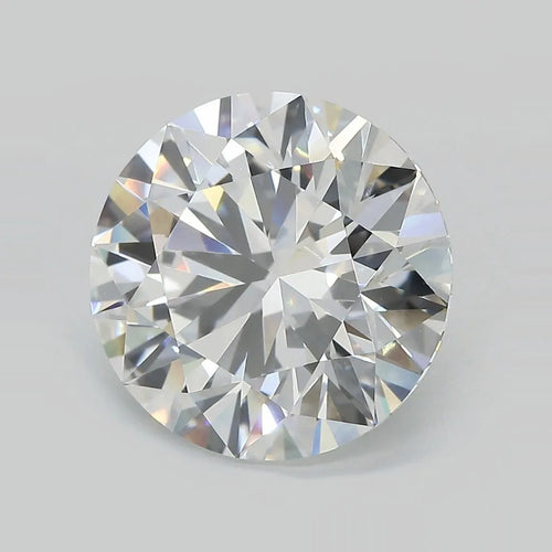 7.34ct round lab grown diamond with ideal cut, colour E, and VVS2 clarity, IGI certified, showcasing excellent brilliance and symmetry.