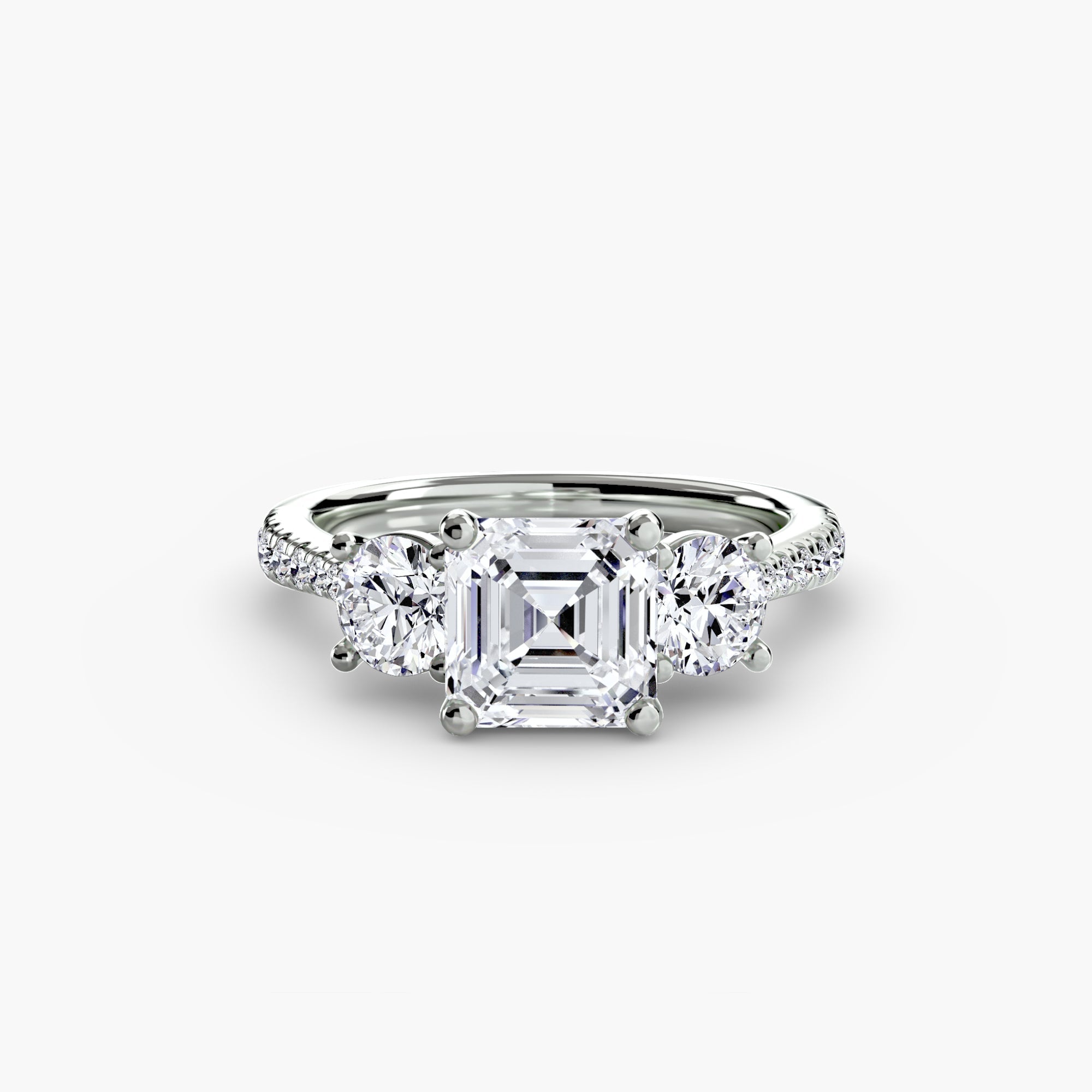 Three-Stone with Pavé Band The Perfect Carat