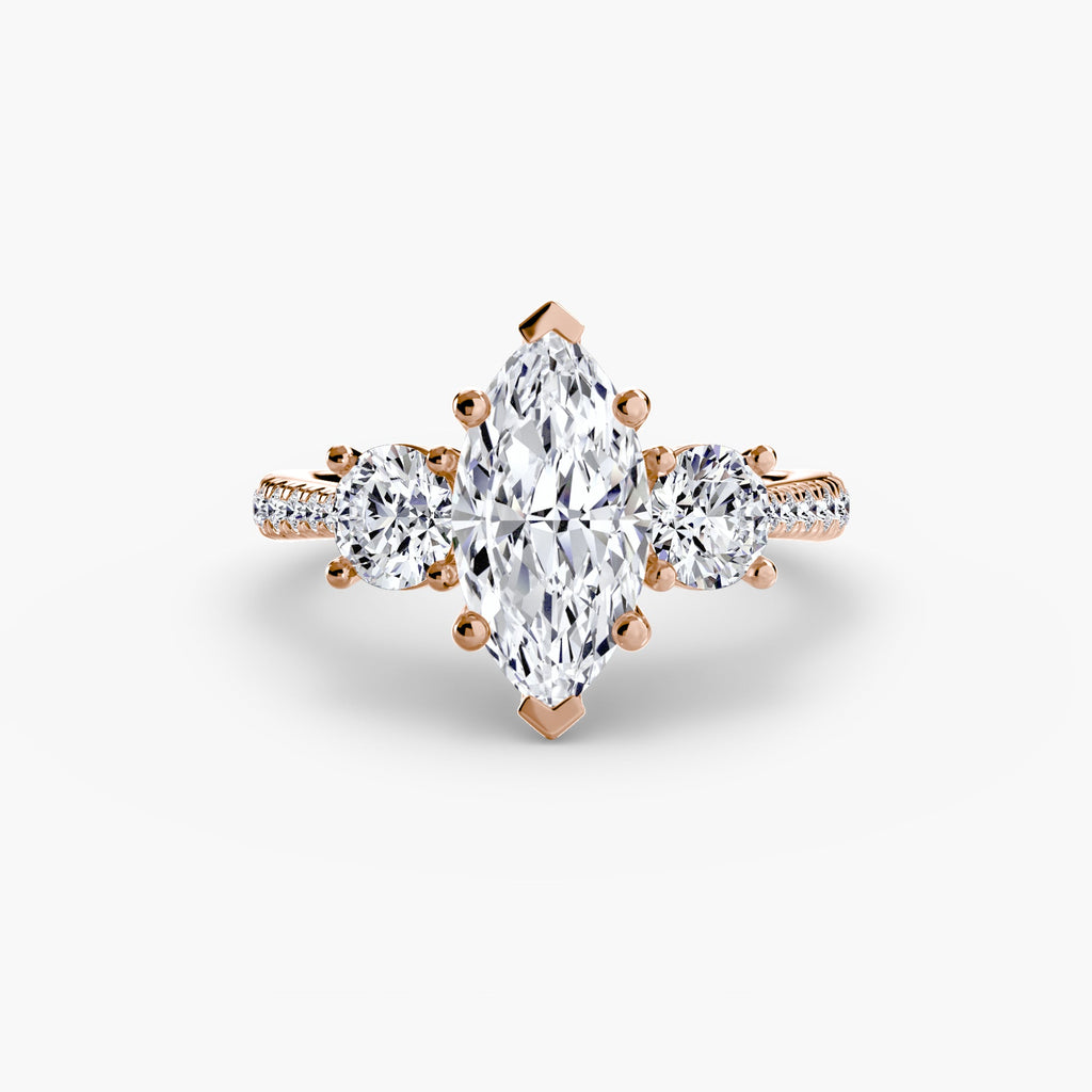 Three-Stone with Pavé Band The Perfect Carat