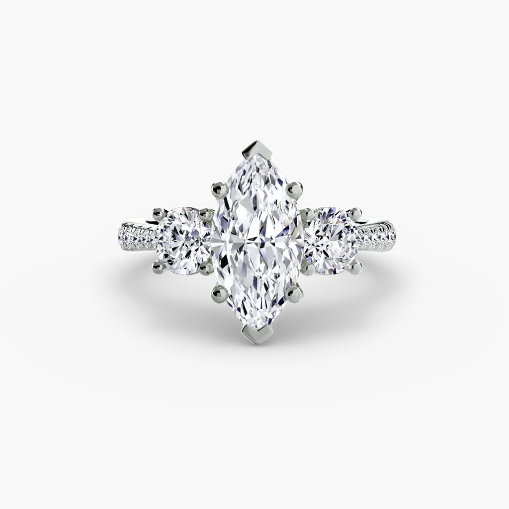 Three-Stone with Pavé Band The Perfect Carat