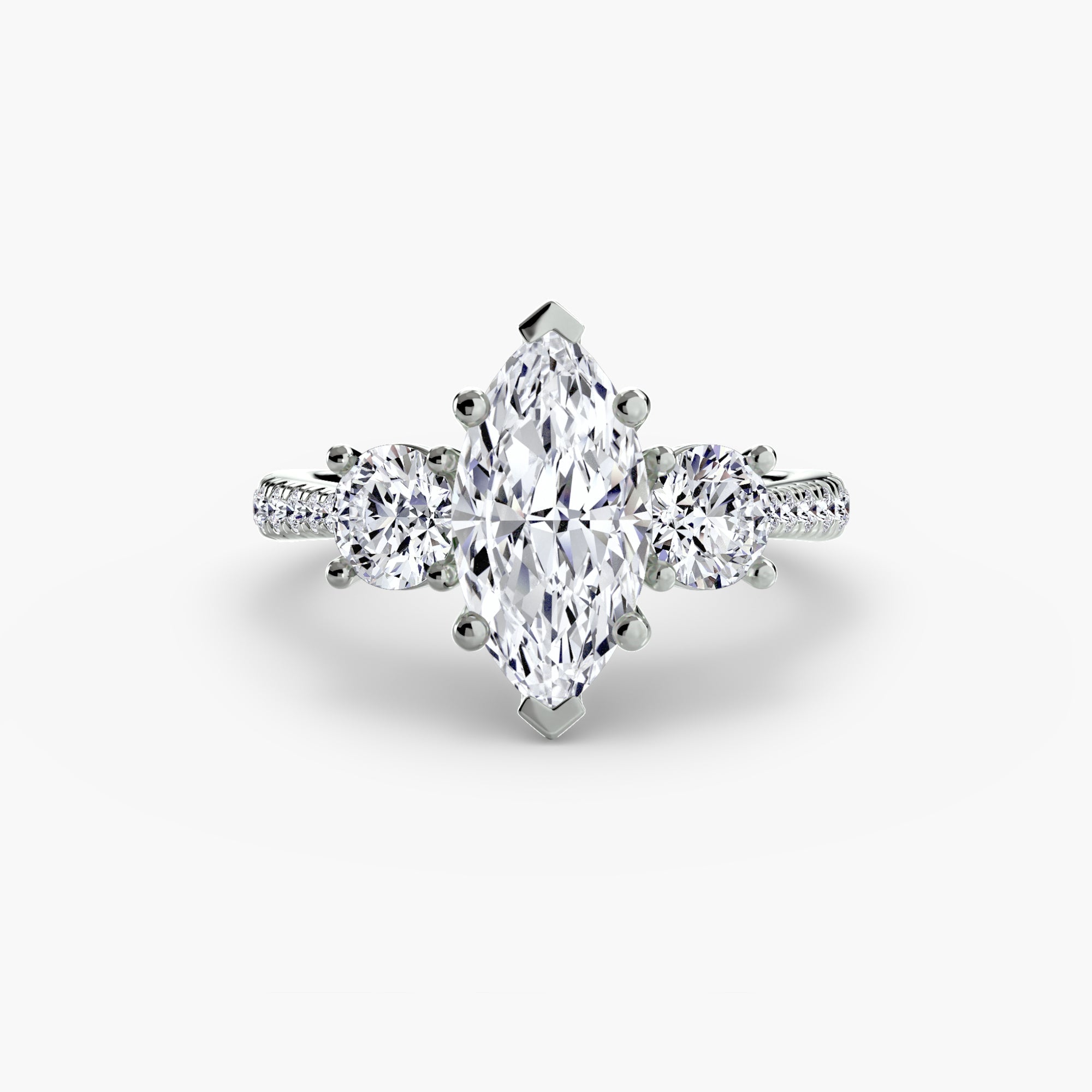 Three-Stone with Pavé Band The Perfect Carat