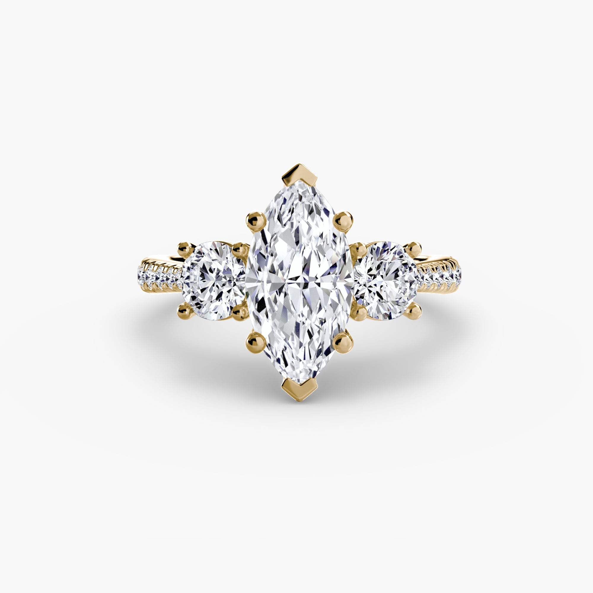 Three-Stone with Pavé Band The Perfect Carat