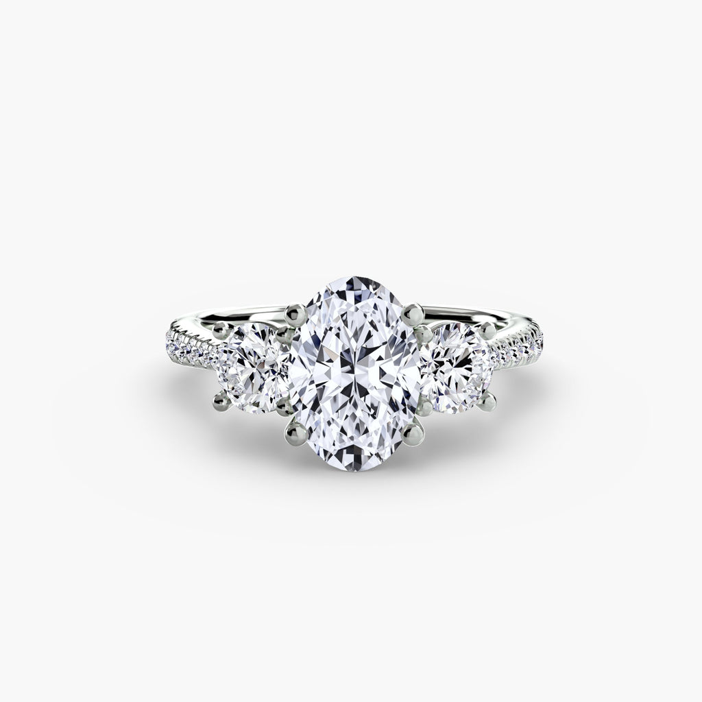Three-Stone with Pavé Band The Perfect Carat