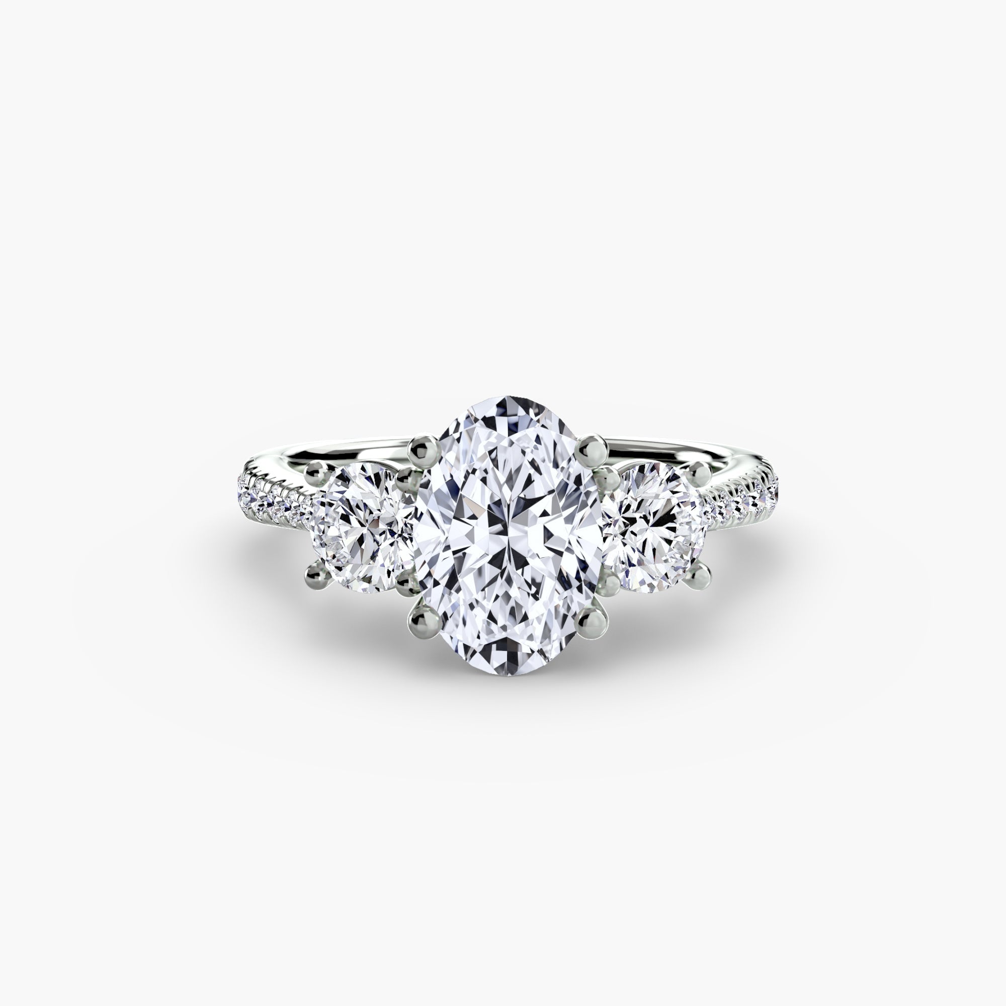 Three-Stone with Pavé Band The Perfect Carat