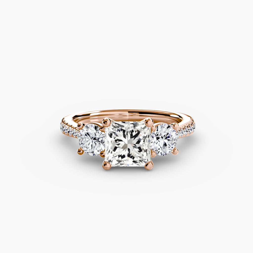 Three-Stone with Pavé Band The Perfect Carat