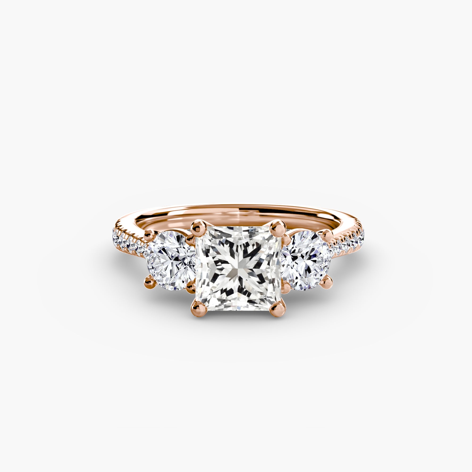 Three-Stone with Pavé Band The Perfect Carat