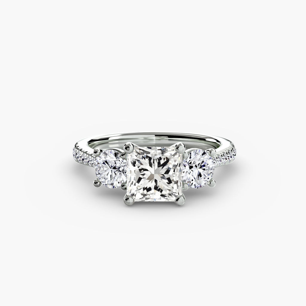 Three-Stone with Pavé Band The Perfect Carat