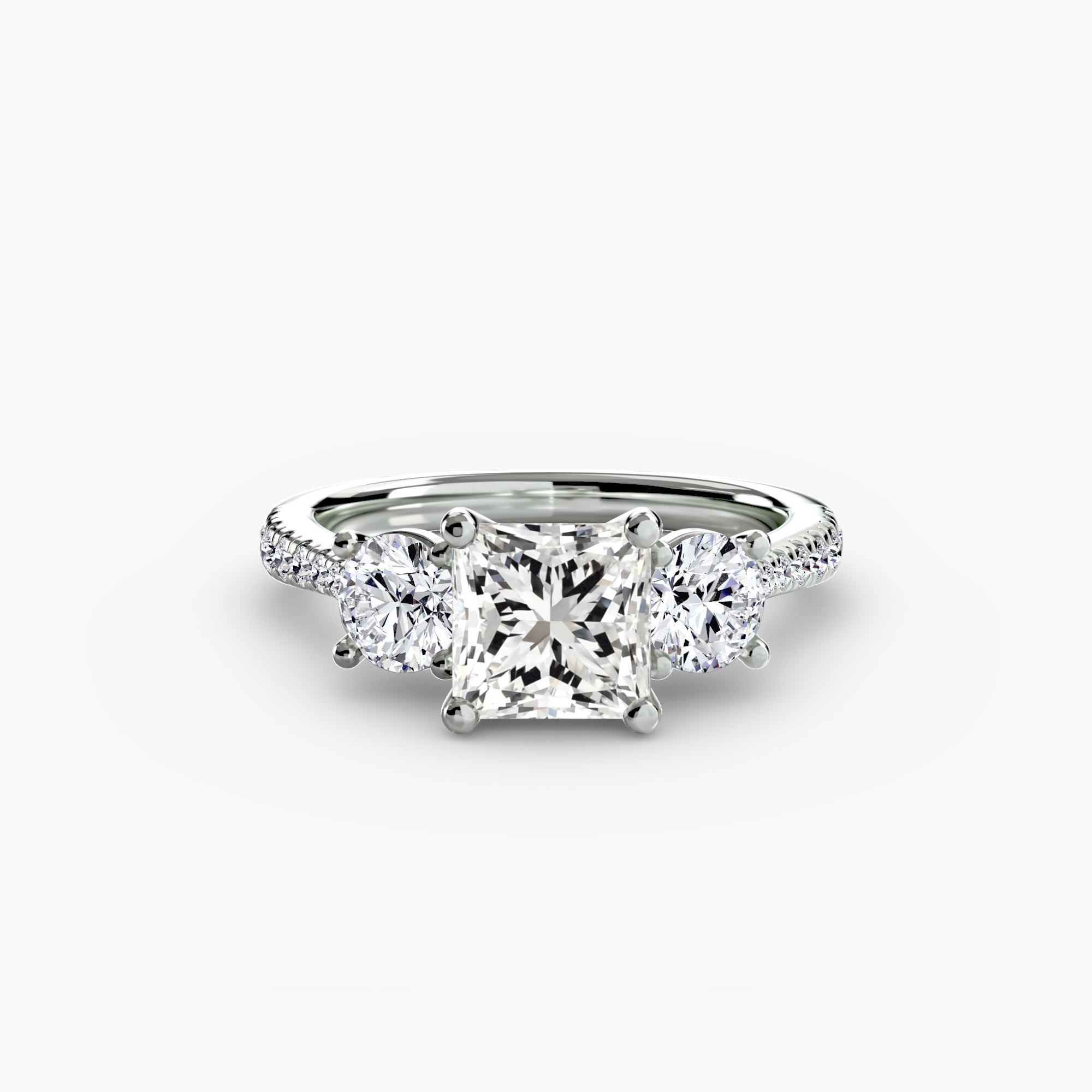 Three-Stone with Pavé Band The Perfect Carat