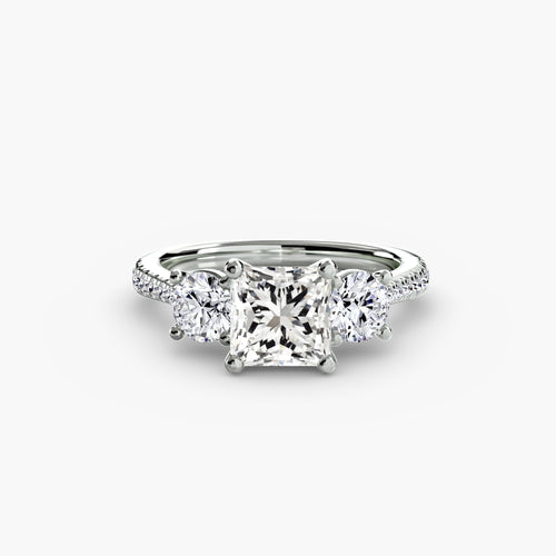 Three-Stone with Pavé Band The Perfect Carat