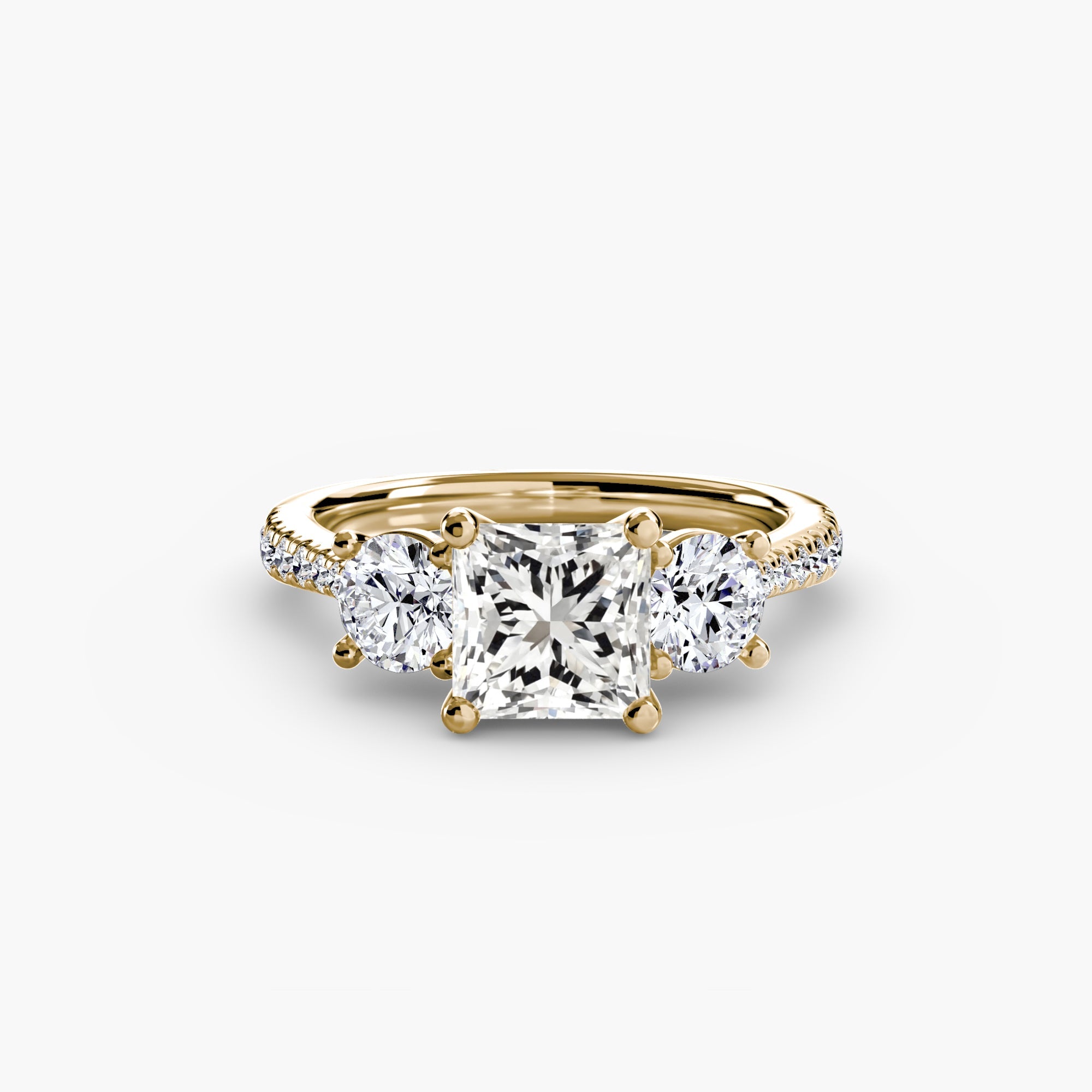 Three-Stone with Pavé Band The Perfect Carat