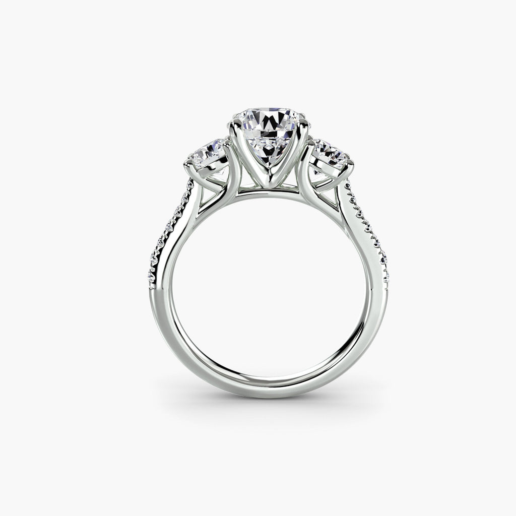 Three-Stone with Pavé Band The Perfect Carat