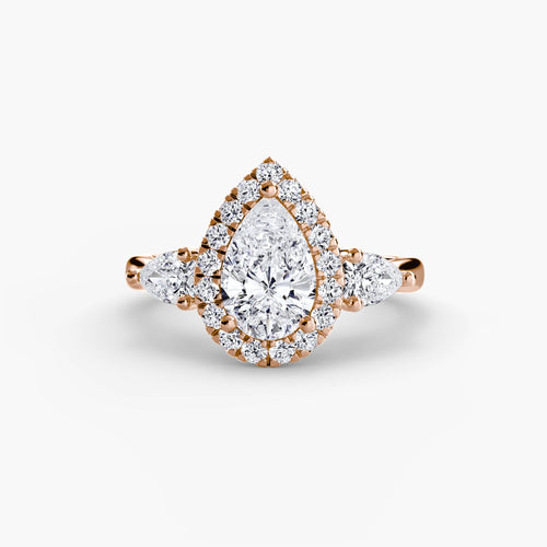 Three-Stone Ring with Halo The Perfect Carat