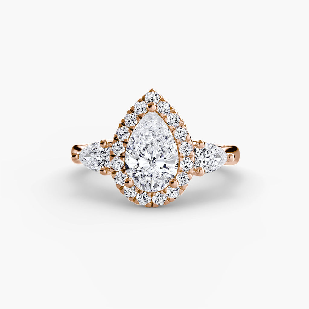 Three-Stone Ring with Halo The Perfect Carat