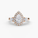 Three-Stone Ring with Halo The Perfect Carat