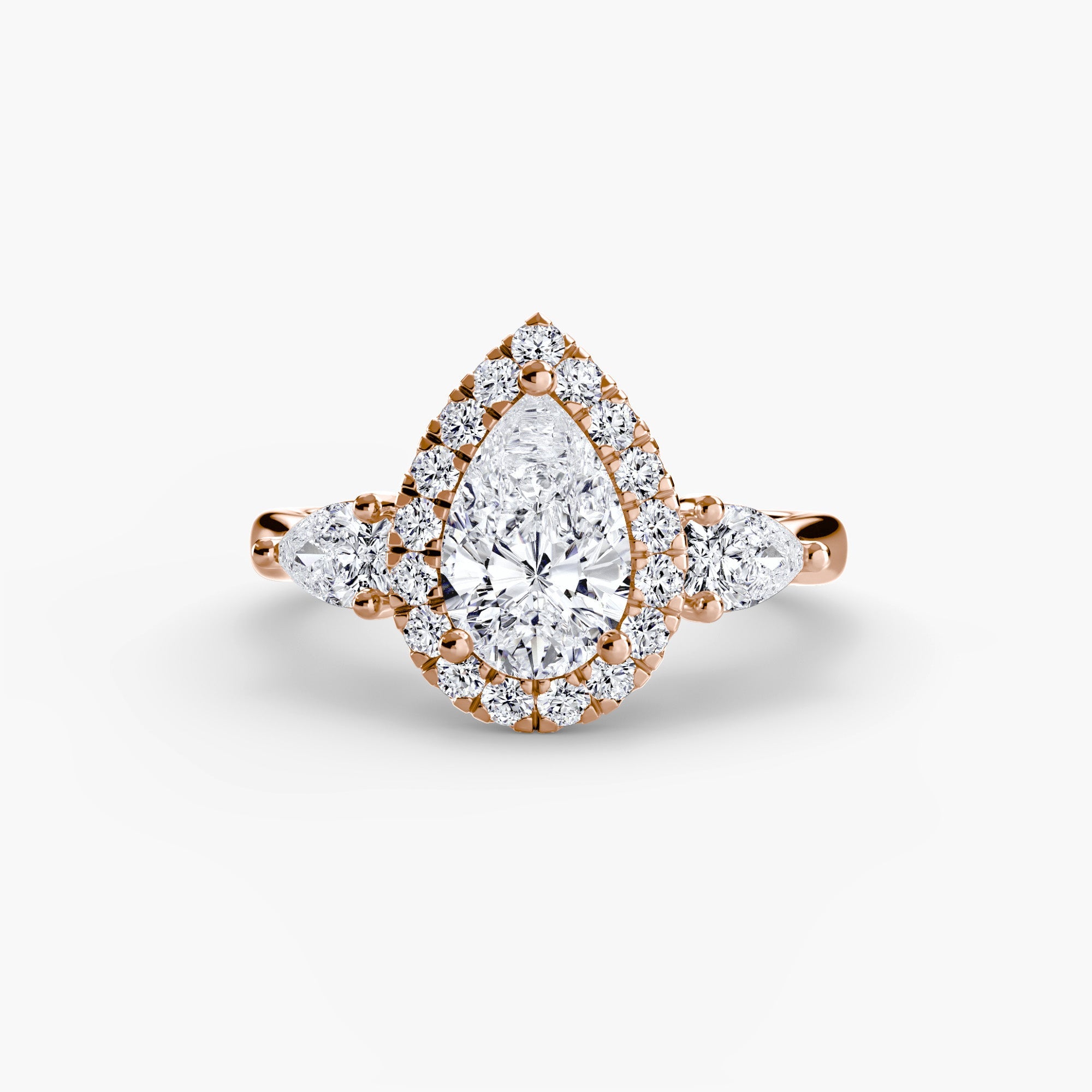 Three-Stone Ring with Halo The Perfect Carat