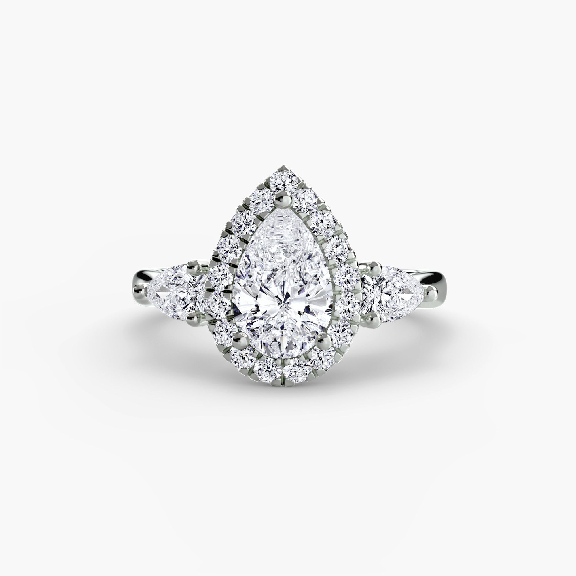 Three-Stone Ring with Halo The Perfect Carat
