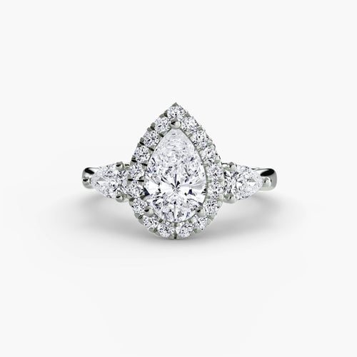 Three-Stone Ring with Halo The Perfect Carat