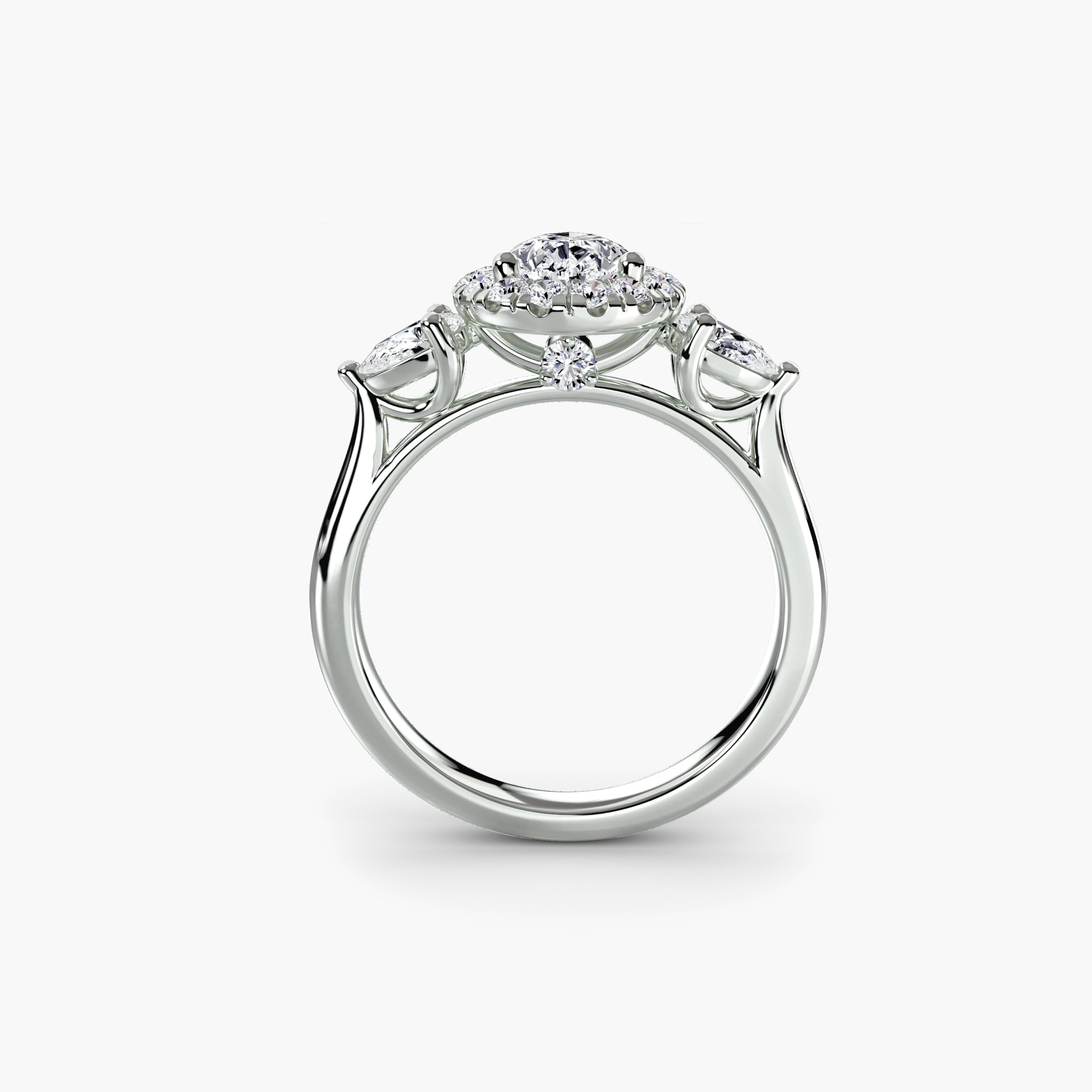 Three-Stone Ring with Halo The Perfect Carat
