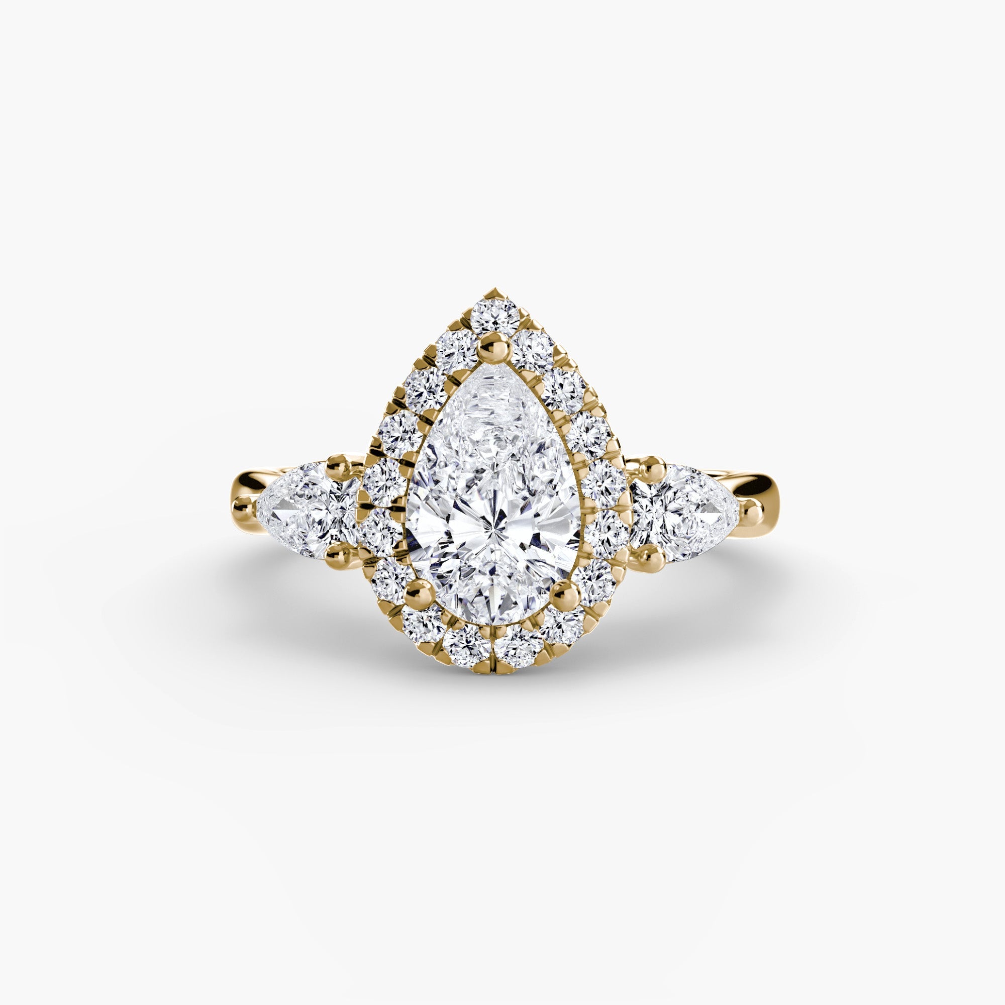 Three-Stone Ring with Halo The Perfect Carat