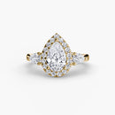 Three-Stone Ring with Halo The Perfect Carat