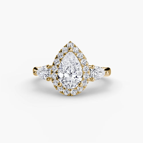 Three-Stone Ring with Halo The Perfect Carat