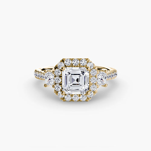 Three-Stone Ring with Halo 2 The Perfect Carat
