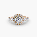 Three-Stone Ring with Halo 2 The Perfect Carat