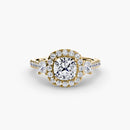 Three-Stone Ring with Halo 2 The Perfect Carat