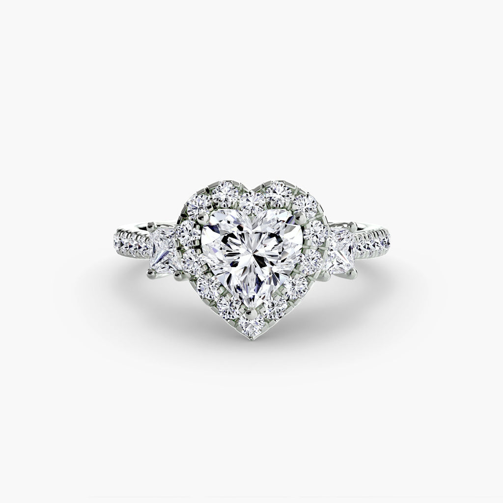 Three-Stone Ring with Halo 2 The Perfect Carat