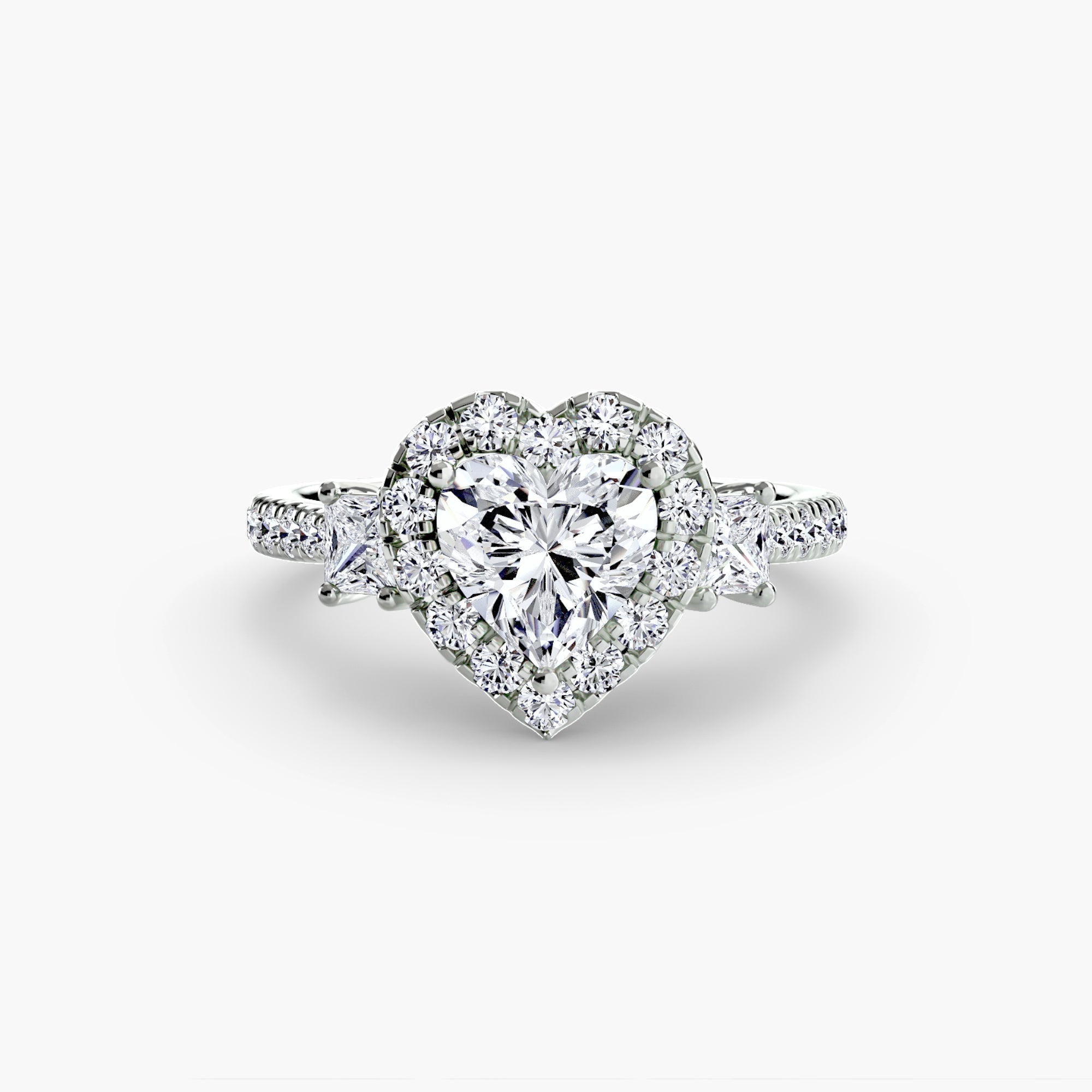 Three-Stone Ring with Halo 2 The Perfect Carat