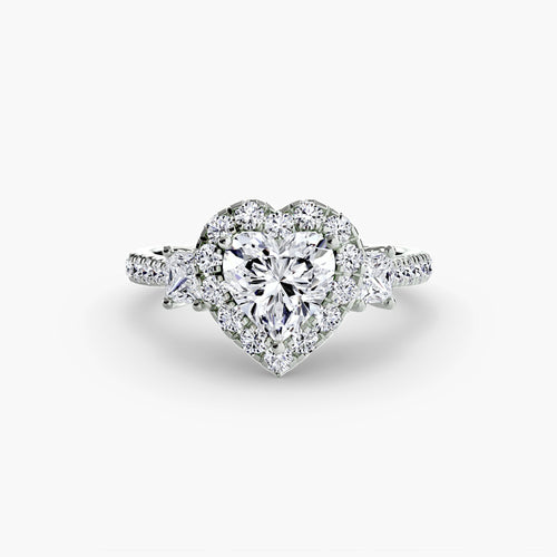 Three-Stone Ring with Halo 2 The Perfect Carat