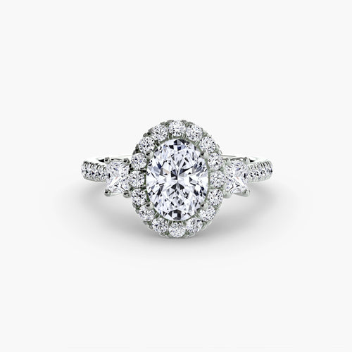Three-Stone Ring with Halo 2 The Perfect Carat