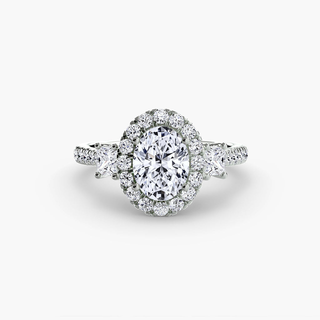 Three-Stone Ring with Halo 2 The Perfect Carat