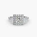 Three-Stone Ring with Halo 2 The Perfect Carat