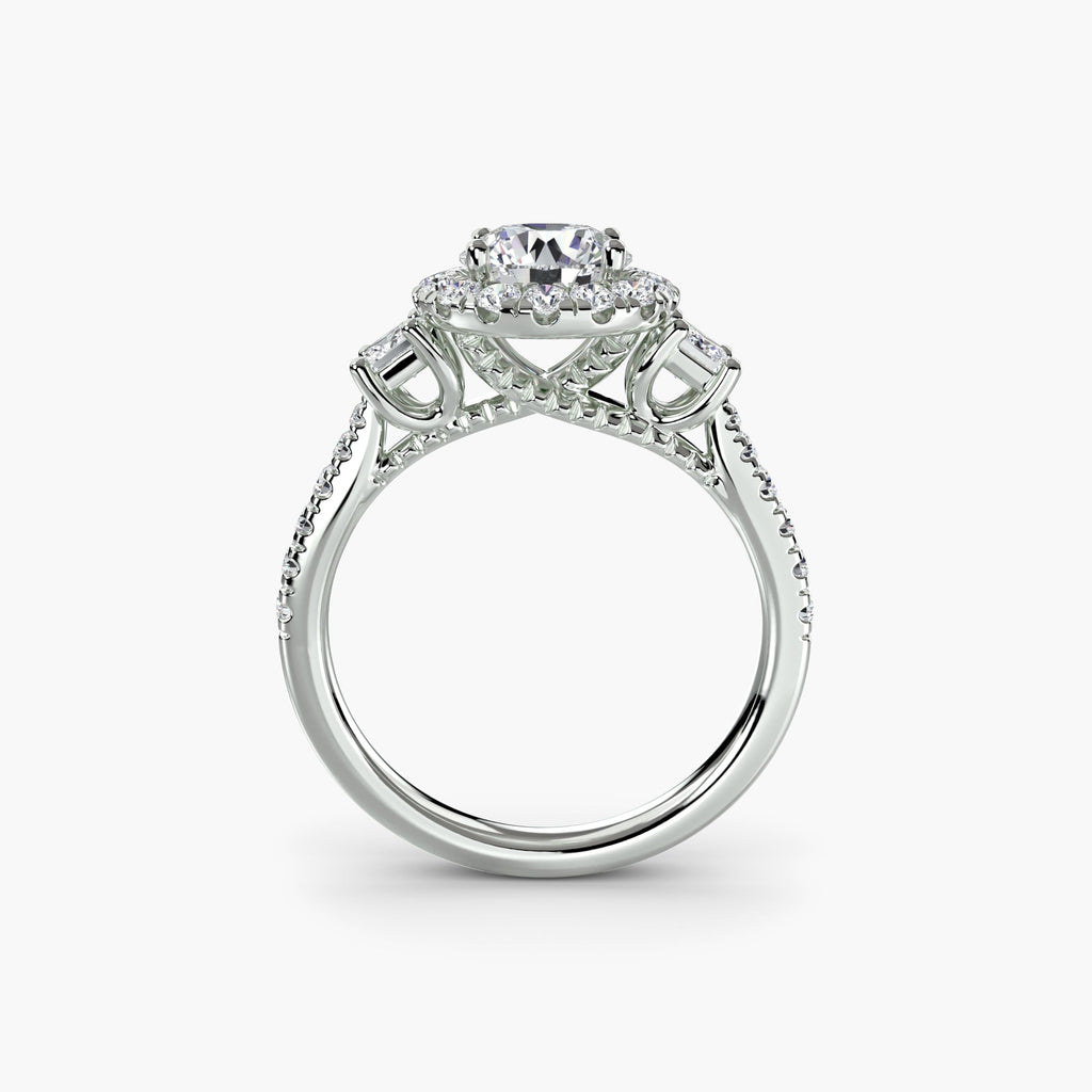 Three-Stone Ring with Halo 2 The Perfect Carat