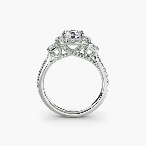 Three-Stone Ring with Halo 2 The Perfect Carat
