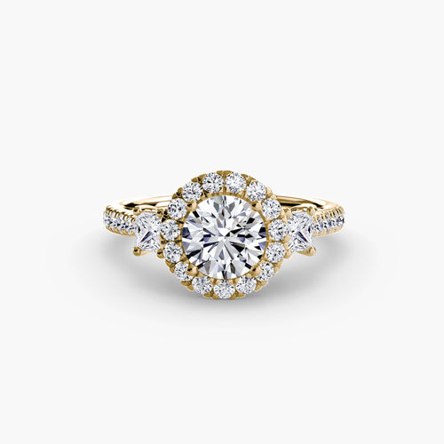 Three-Stone Ring with Halo 2 The Perfect Carat