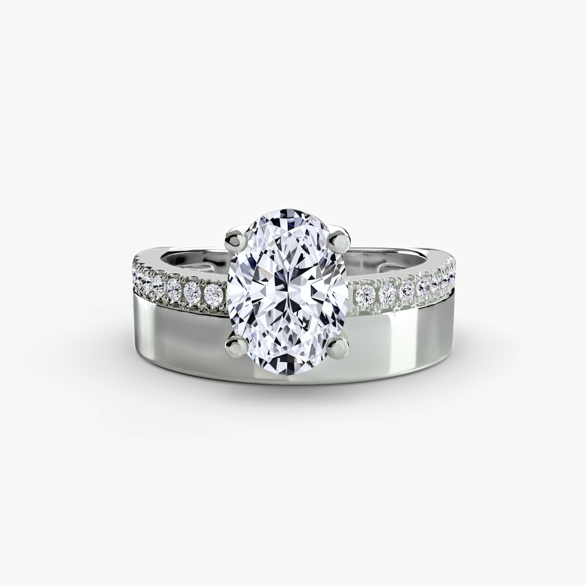 Wide Band Solitaire with Pavé Band The Perfect Carat